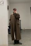 AVIVA JIFEI XUE Oversized long coat with detachable vest AJX-FW22-OLC-BR-SHENZONG Dark Brown FW22-OLC-BR